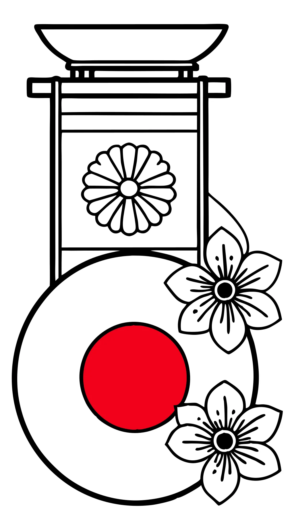 Página para colorear de la bandera de Japón